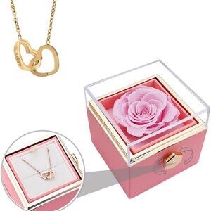 Rotating Rose Heart Necklace Gift